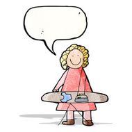 child's drawing of a mom ironing