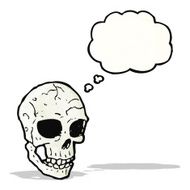 cartoon skull with thought bubble N55