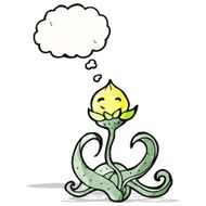 cute cartoon flower with thought bubble