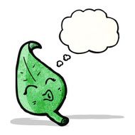 cartoon leaf wtih thought bubble