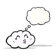 cute cartoon cloud with thought bubble