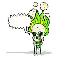 spooky flaming skull cartoon N2