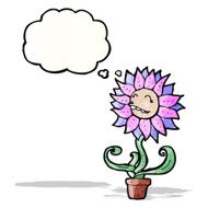 cartoon flower with thought bubble N42