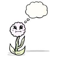 cartoon flower with thought bubble N44