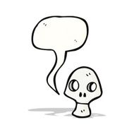 cartoon skull with speech bubble N46