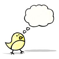 cartoon bird with thougth bubble