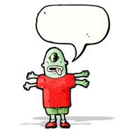 cartoon alien with speech bubble N12