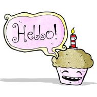 cartoon cupcake with speech bubble N21