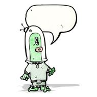 cartoon alien with speech bubble N13