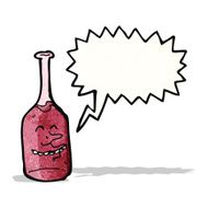 cartoon red wine bottle with speech bubble