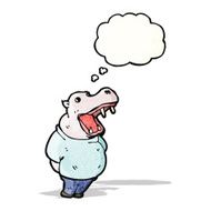 cartoon hippo with thought bubble N2