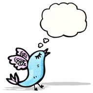 cartoon rare bird with thought bubble