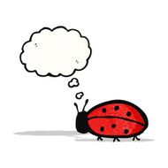 cartoon ladybug with thought bubble N3