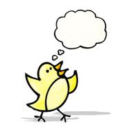 cartoon bird with thought bubble N314