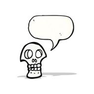 cartoon skull symbol with speech bubble