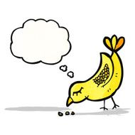 cartoon bird with thought bubble N316