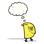 cartoon bird with thought bubble N317