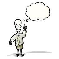cartoon skeleton with thought bubble N8
