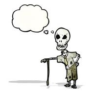cartoon skeleton with thought bubble N9