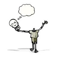 cartoon skeleton with thought bubble N11