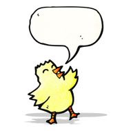 cartoon yellow chick with speech bubble