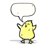 cartoon yellow chick with speech bubble N2