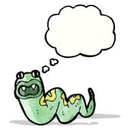 cartoon snake with thought bubble N85