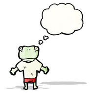 cartoon frog with thought bubble N6
