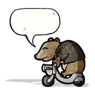 cartoon bear on scooter