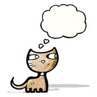 cartoon cat with thought bubble N96