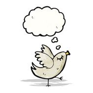 cartoon bird with thought bubble N318