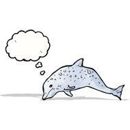 cartoon dolphin with thought bubble