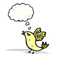 cartoon bird with thought bubble N319