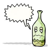 cartoon wine bottle with speech bubble