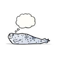 cartoon seal with thought bubble N22