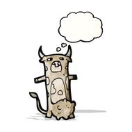 cartoon cow with thougth bubble