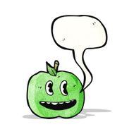 cartoon apple with speech bubble N43