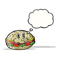 cartoon burger with thought bubble N2