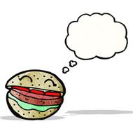 cartoon burger with thought bubble N3
