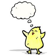 cartoon chick with thought bubble N4