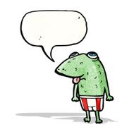 cartoon frog with speech bubble N4