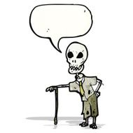 cartoon old skeleton talking