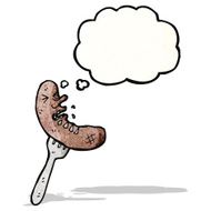 cartoon sausage on fork N8