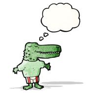 cartoon crocodile with thought bubble N49