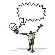cartoon skeleton holding own head