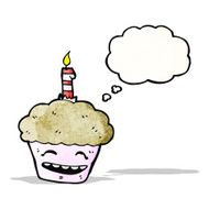 cupcake with candle cartoon