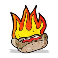 cartoon flaming hotdog N2