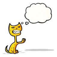 cartoon cat with thought bubble N97