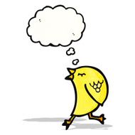 cartoon bird with thought bubble N323