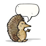 cartoon hedgehog pointing